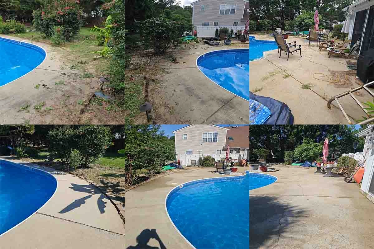 Local pool deck cleaning Orlando FL — removing algae and rust from screened lanai