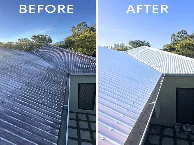 Roof cleaning Orlando FL — licensed soft wash service removing black algae streaks and Gloeocapsa Magma from asphalt shingle roof in Central Florida with warranty-safe low-pressure method